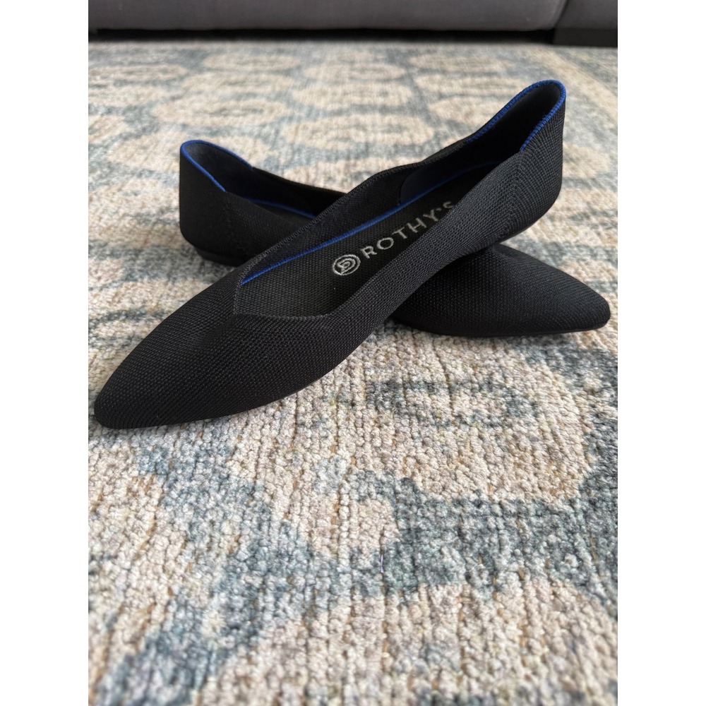 Rothy's 'The Point'‎ Black Knit Ballet Flat Size 8.5 Excellent Condition